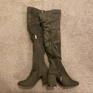Nordstrom over the knee olive green suede boots